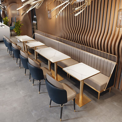 Prezzo buono Offerta speciale Mobili Divano a panchina commerciale per caffetteria Tavoli e sedie in marmo per set di sedute a booth per ristorante in linea