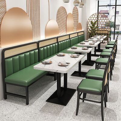 Prezzo buono Commercial Restaurant Booth Seating Set Banchetto Verdi imbottiti Divano Tavola da pranzo Poltrona Arredamento per Cafè Bistro Hotel in linea