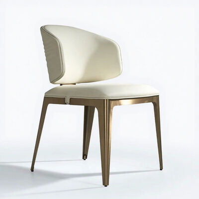 Good price Modern Nordic Curved Back Leather Upholstery Commercial Dining Chair with Stable Metal Frame online