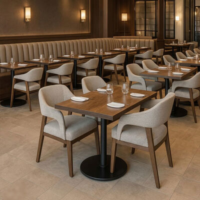 Good price Luxury Upholstered Restaurant Chair with Curved Armrest and Solid Wood Frame for Customizable Commercial Dining online