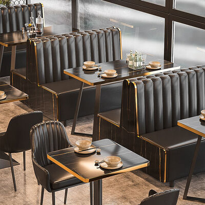 Good price Luxury Restaurant Sofa Set with Black Marble Dining Table and Chair Booth Seating Fully Customizable online