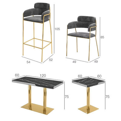 Good price Velvet Upholstery Restaurant Chair with Stainless Steel Frame and Customizable Design Golden Leg Bar Chair online