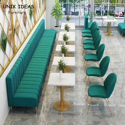 Good price Metal Restaurant Dining Table And Chairs Velvet 90cm Fresh Fast Food Booth Seating online