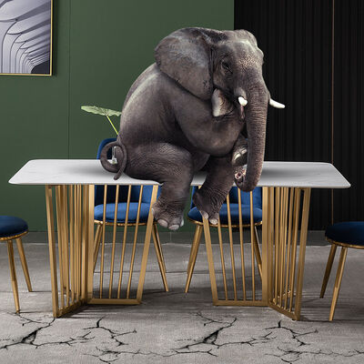 Good price Marble Effect Luxury Dining Table And Chairs White With Stainless Steel Leg UK-KD006 online