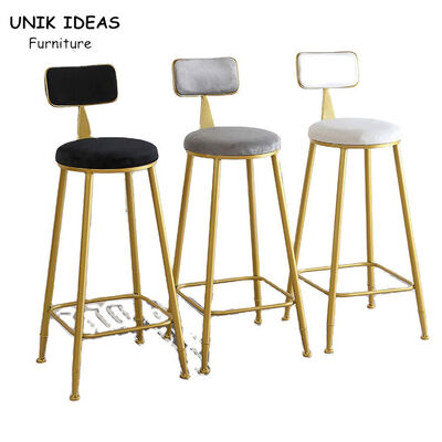 Prezzo buono Un insieme a 30 pollici di Gray Black Velvet Bar Stools di 2 casa del metallo dell'oro di 3 prime colazioni in linea