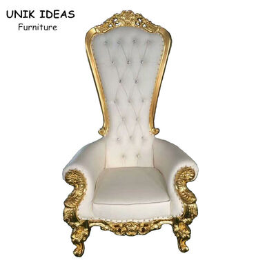 Good price High Back Gold King Bride And Groom Wedding Throne Chairs For Rent 1750x520x550mm online