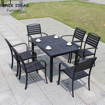 Good price Patio Garden Furniture Black Waterproof Outdoor Dining Table D80xL120xH73CM online