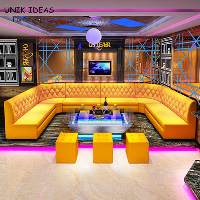 ราคาดี Large 3 Piece Leather U Shaped Sectional Couch For Small Space KTV Privacy Cafeteria ออนไลน์