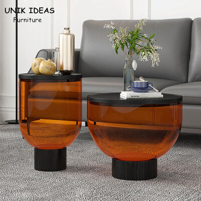 Good price Round Tempered Glass Center Table Living Room Coffee Large Small Bowl 35x52cm online