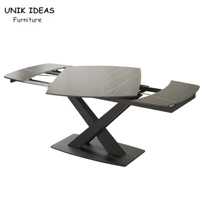 Good price Marble Extendable Dining Table And Chairs Set Modern Nordic Black Adjusted 200cm online