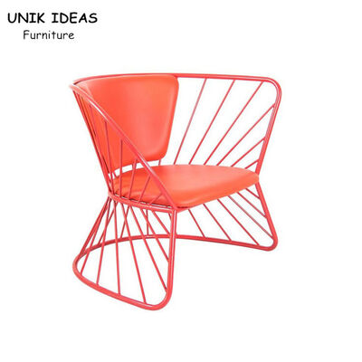 Good price Basket Metal Frame Dining Chairs Red Italian Minimalist Coffee Shop 76x64x69cm online