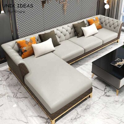 Goede prijs 100 door 100 10 X 7 Tufted Woonkamer Sectioneel Sofa Couch Leather European online