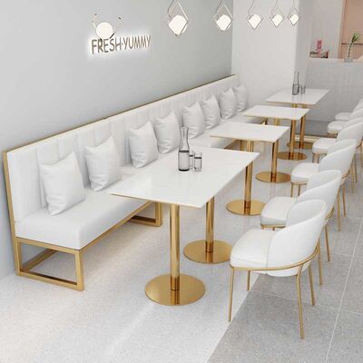 Good price Coffee Marble Table And Chairs Velvet High Density Foam Restaurant Furniture online