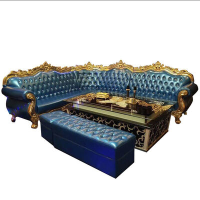 Guter Preis Kundengebundenes blaues Farben-Stangen-Sofa Set Metal Velvet Sponge-Material Online