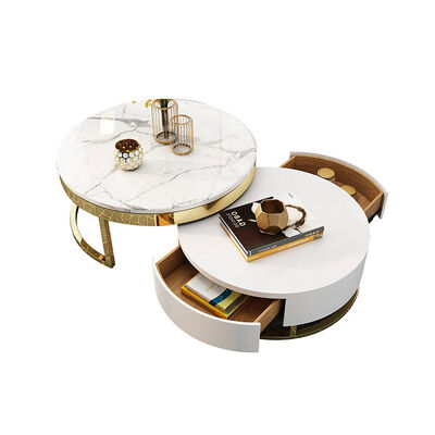 Good price Modern Home Luxury Coffee Center Tables Round Marble With Storage online