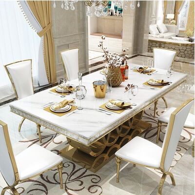 Good price Modern Design Marble Dining Table Set Polished Surface With 6 8 Chairs online