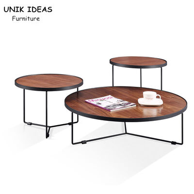 Good price Easy Installation Wooden Top Coffee Tables 3 Round Table Metal Frame ODM online